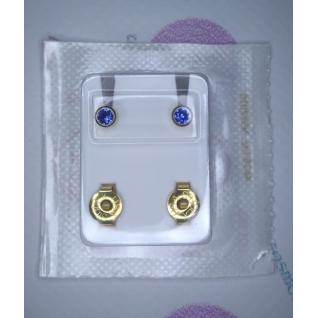Сережки середні M, завальцьовані золото, камінь сапфір, R209Y Studex для вух, пусети, медичні