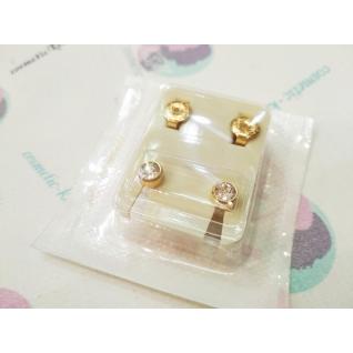 Сережки великі L, завальцьовані, золото камінь прозорий Studex L200Y для вух, пусети, медичні