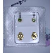 Сережки середні M, завальцьовані золото, камінь хризаліт, R208Y Studex для вух, пусети, медичні