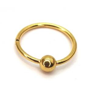 Серьга-кольцо в нос с шариком золото