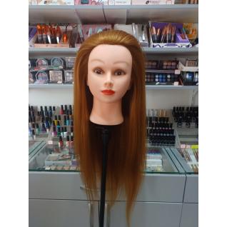 Голова-манекен шатен с искусственными волосами (гофре) Длина: 50-60см с штативом напольным