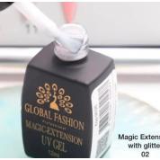Гель для зміцнення, корекціі нігтів Glitter Magic-Extension № 02 12мл., Global Fashion